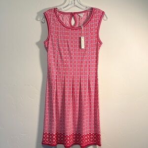 Max Studio sleeveless dress keyhole back scoop front pleated red women’s S NWT